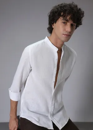 Arctic White Blended Linen Shirt