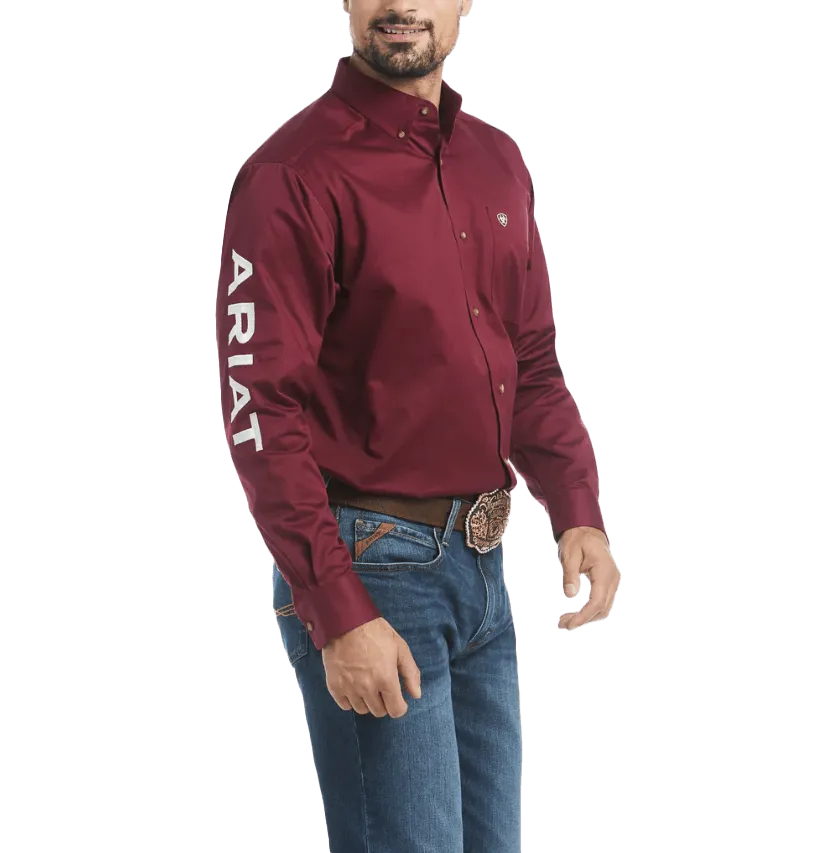 Ariat Men's Burgundy Twill Long Sleeve Shirt