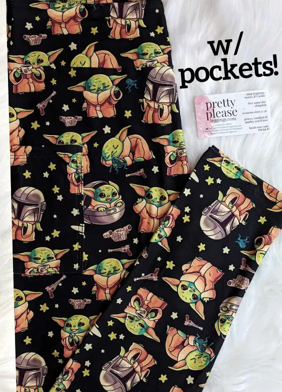 Baby Yoda Too Cute I Am Super SOFT Yoga Band Leggings Star Wars Gragu rts