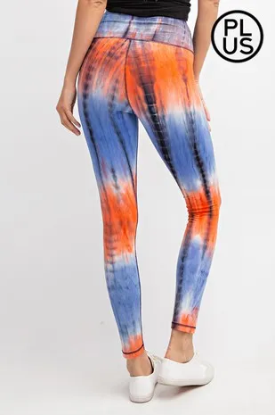 Blue and Orange Tie Dye Leggings