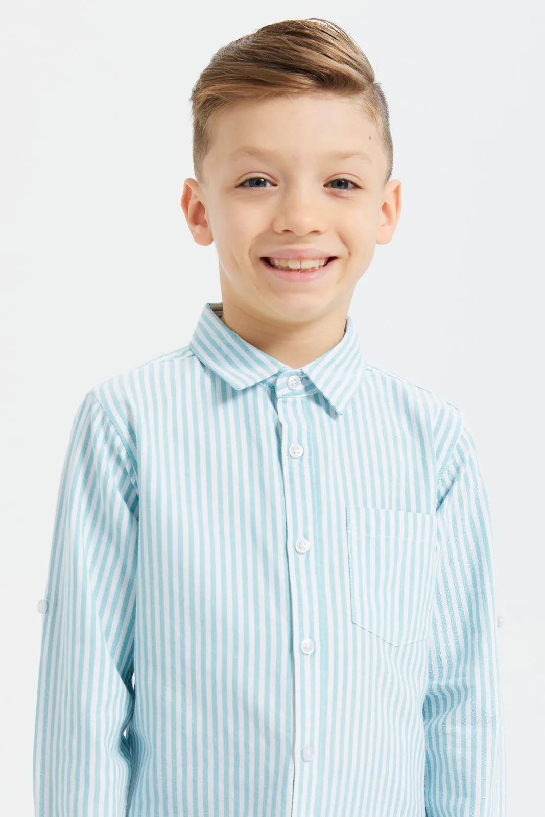 Boys Blue Long Sleeve Stripe Shirt