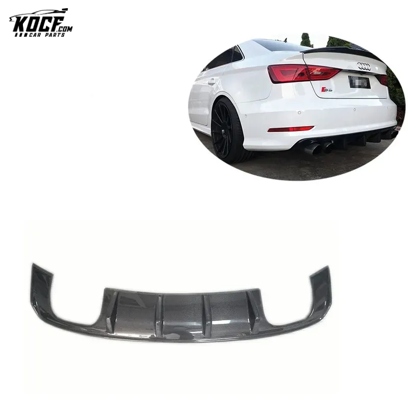 Carbon Fiber Rear Bumper Diffuser For Audi S3 A3 S-line 14-16