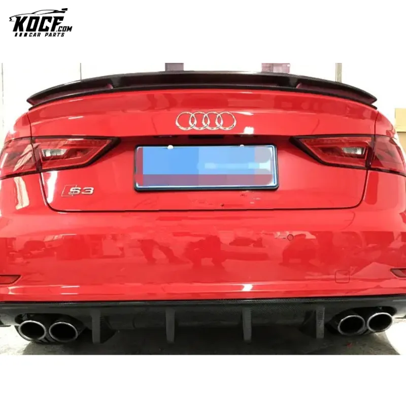 Carbon Fiber Rear Bumper Diffuser For Audi S3 A3 S-line 14-16