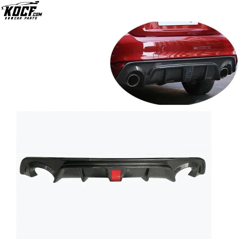 Carbon Fiber Rear Bumper Lip Diffuser Spoiler with led light brake light for Infiniti Q50 Sedan 2018 -20