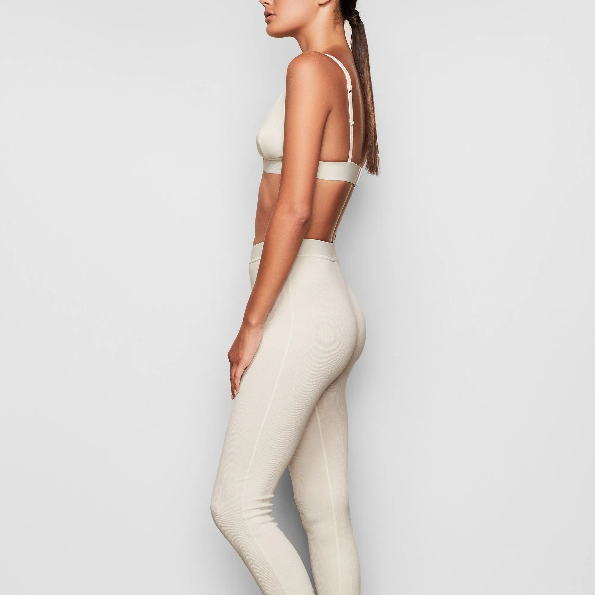 COTTON RIB LEGGING | BONE