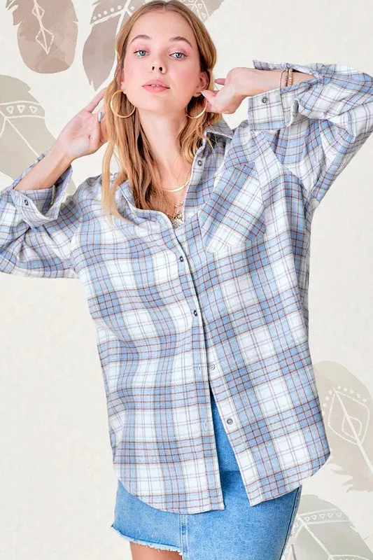 Dreamy Button Down Plaid Top