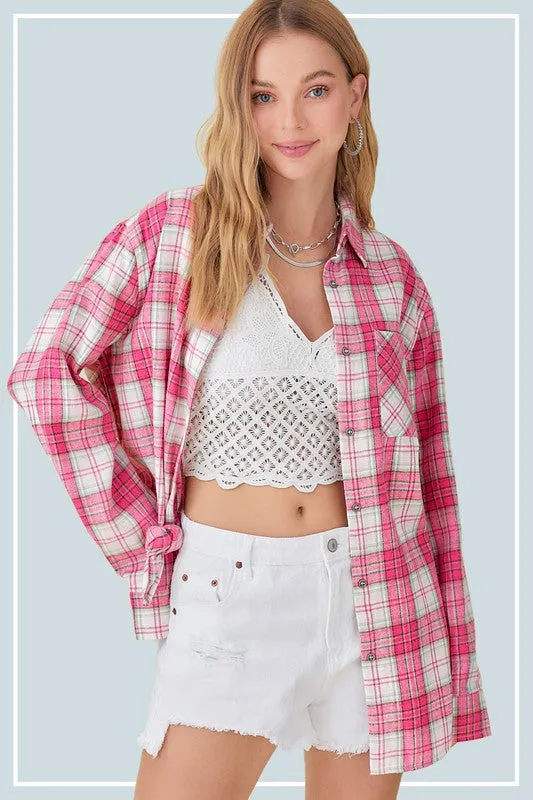 Dreamy Button Down Plaid Top