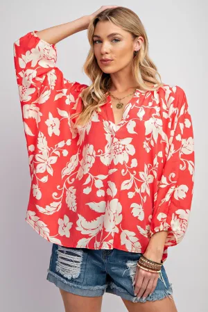 Easel Printed Peach Blossom Top