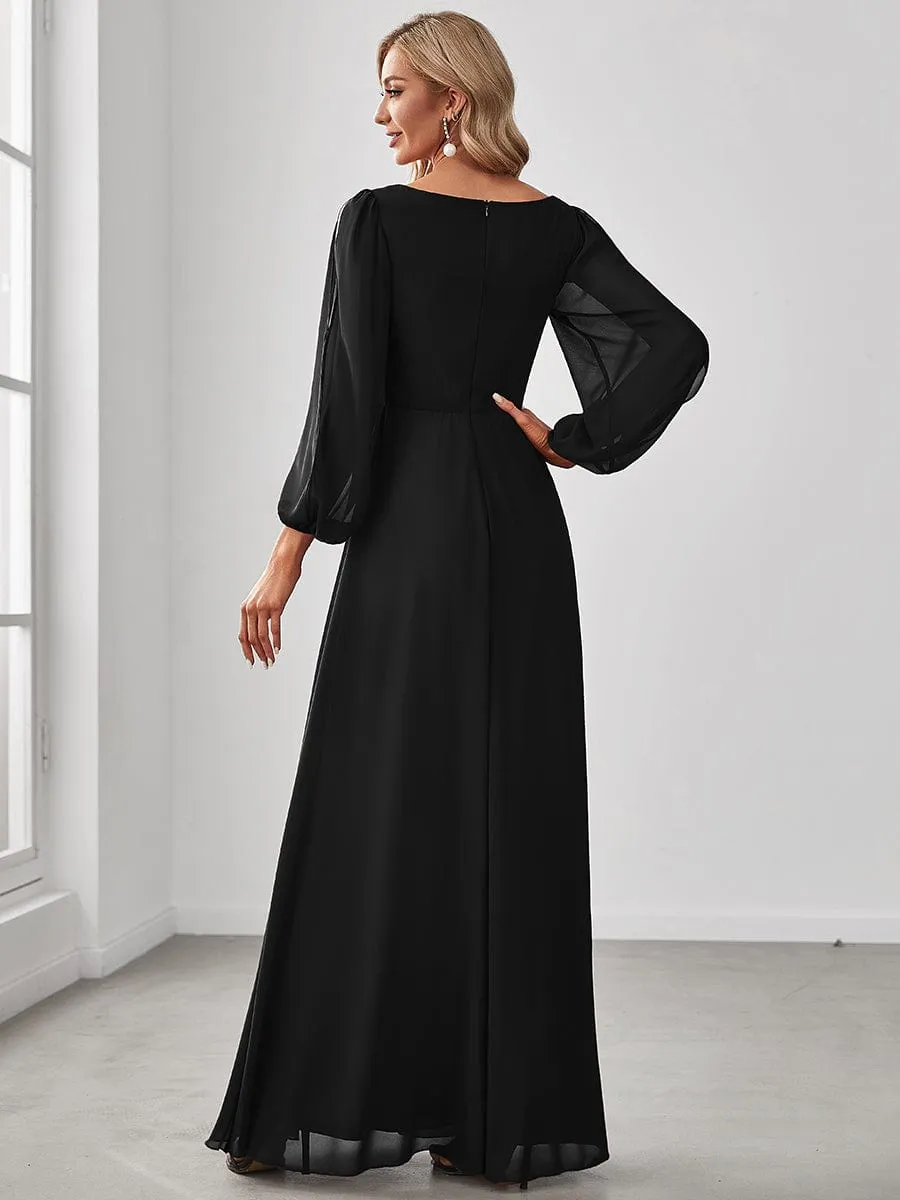 Elegant Chiffon V-Neckline Long Sleeve Formal Evening Dress test