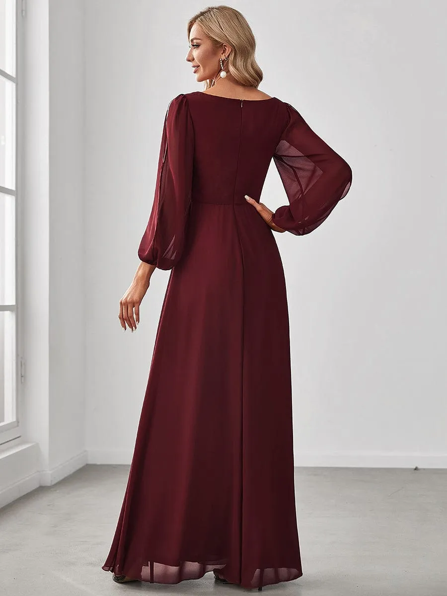 Elegant Chiffon V-Neckline Long Sleeve Formal Evening Dress test