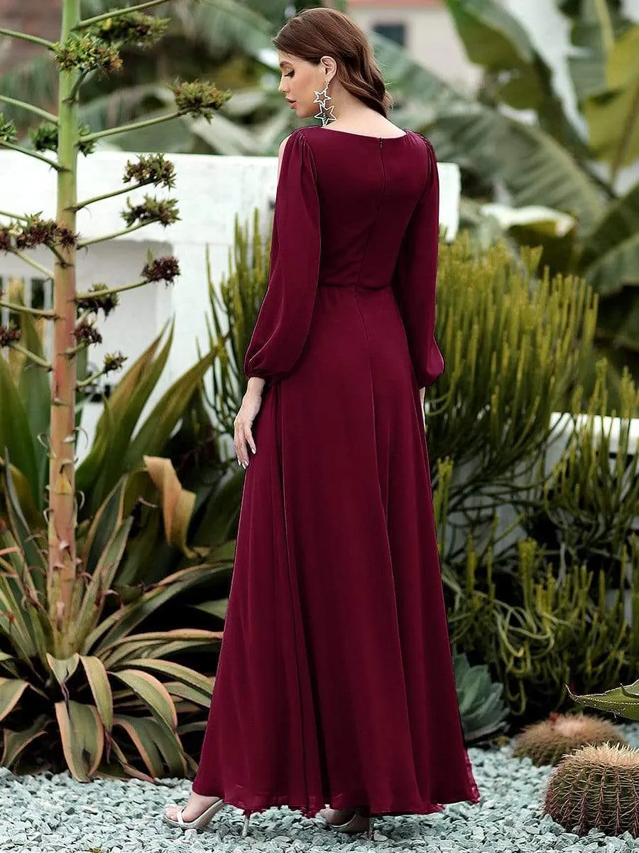 Elegant Chiffon V-Neckline Long Sleeve Formal Evening Dress test