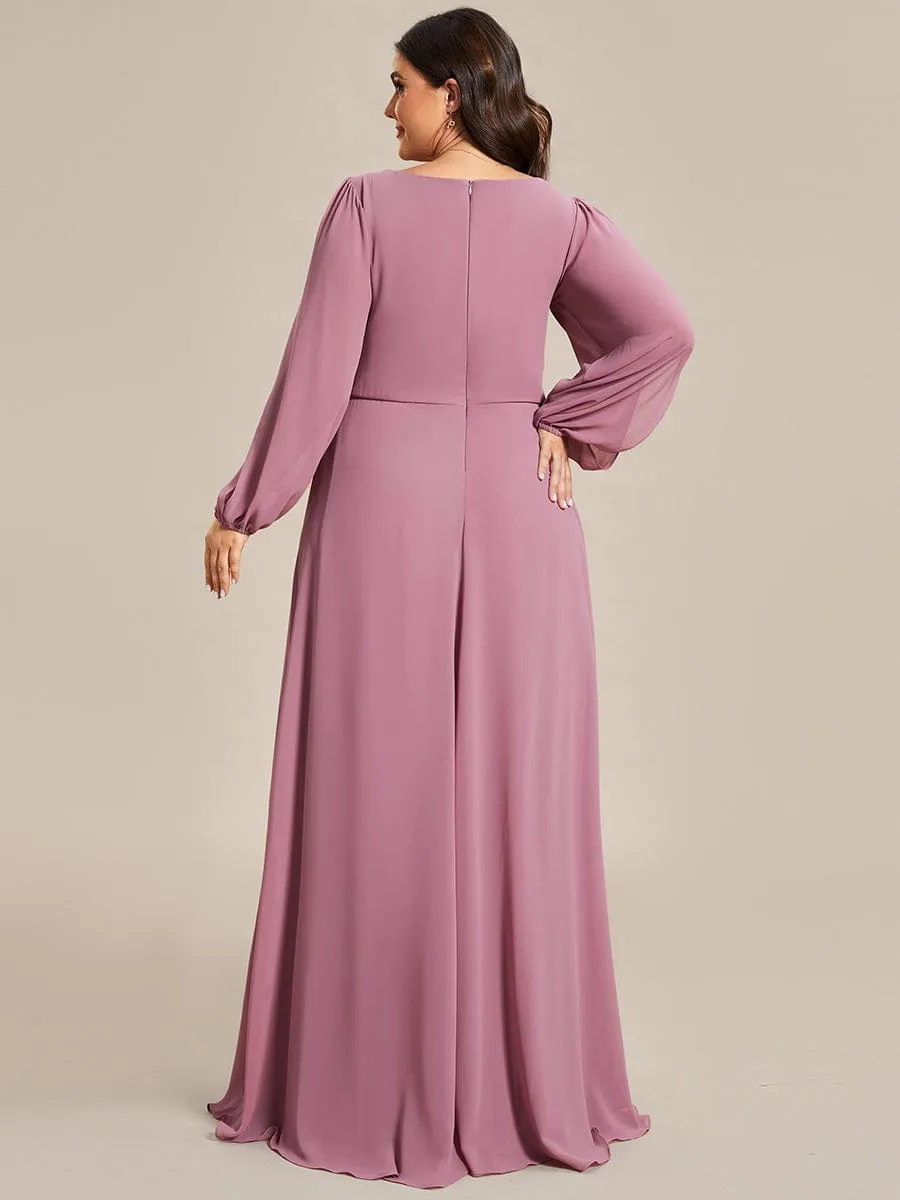 Elegant Chiffon V-Neckline Long Sleeve Formal Evening Dress test