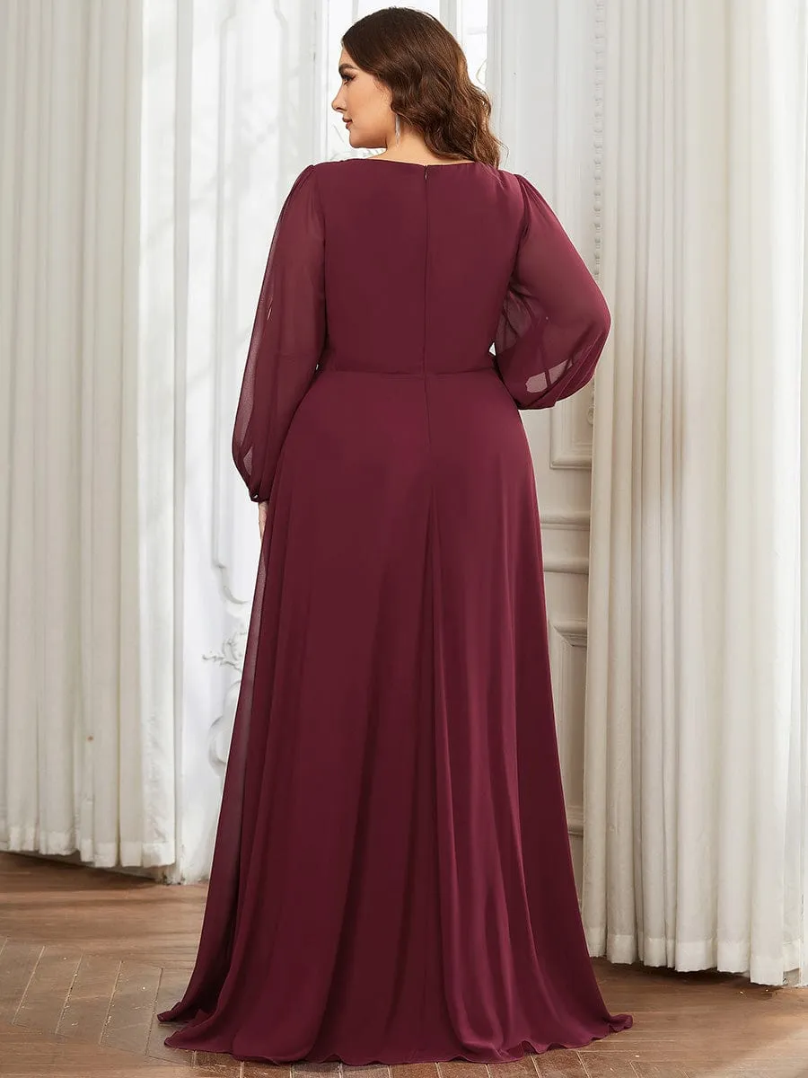 Elegant Chiffon V-Neckline Long Sleeve Formal Evening Dress test