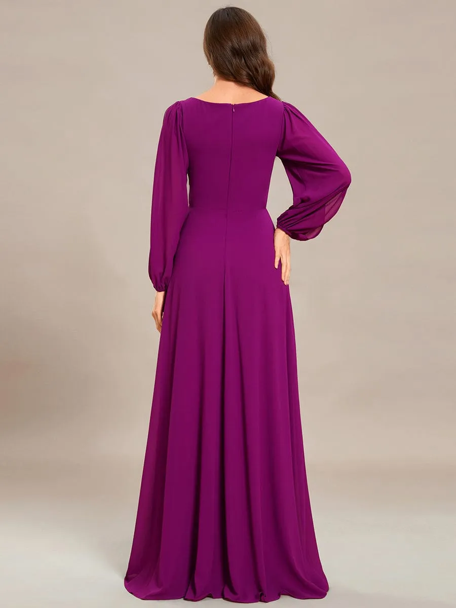 Elegant Chiffon V-Neckline Long Sleeve Formal Evening Dress test