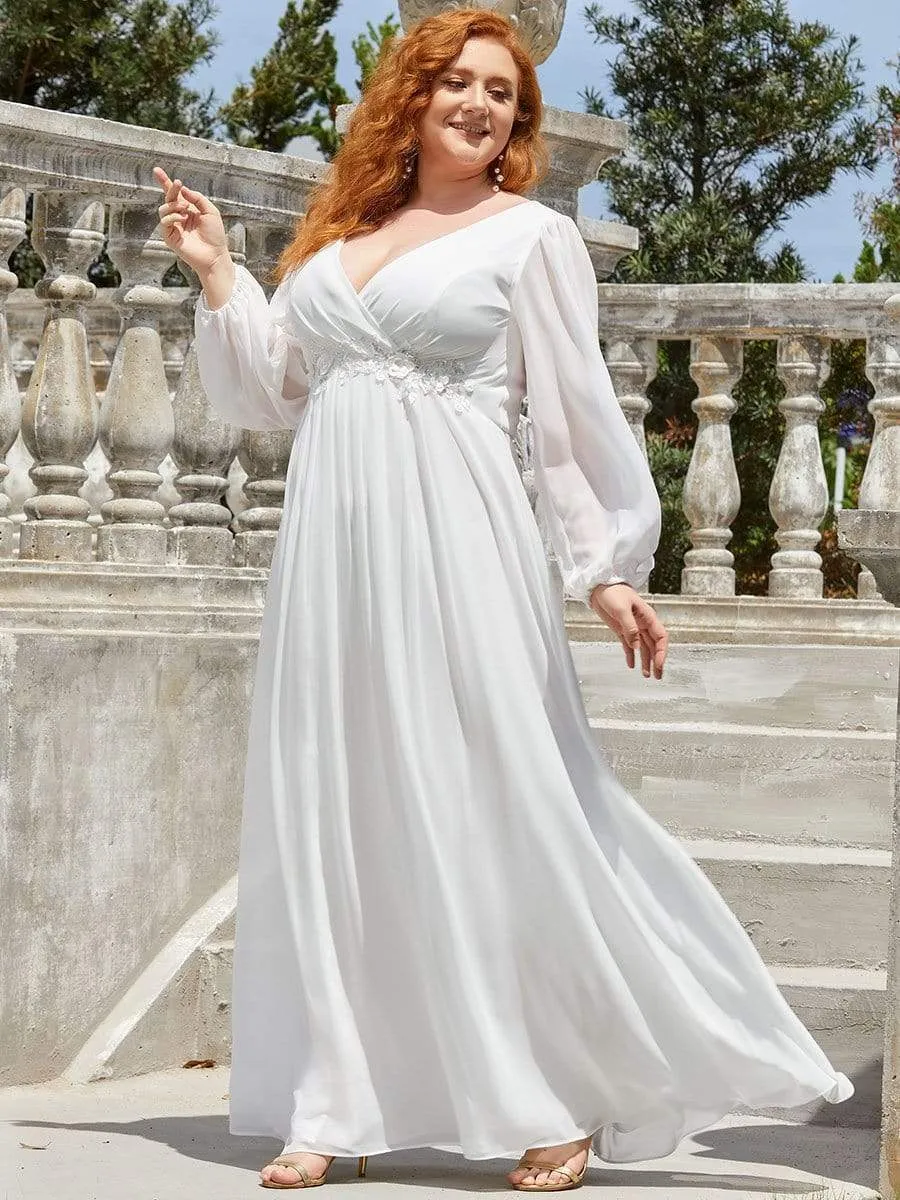 Elegant Chiffon V-Neckline Long Sleeve Formal Evening Dress test