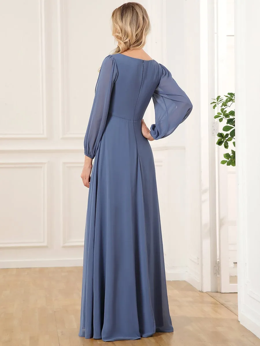 Elegant Chiffon V-Neckline Long Sleeve Formal Evening Dress test