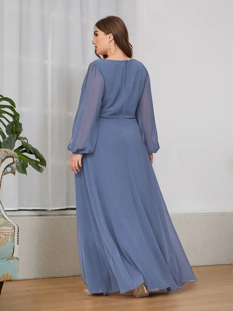 Elegant Chiffon V-Neckline Long Sleeve Formal Evening Dress test