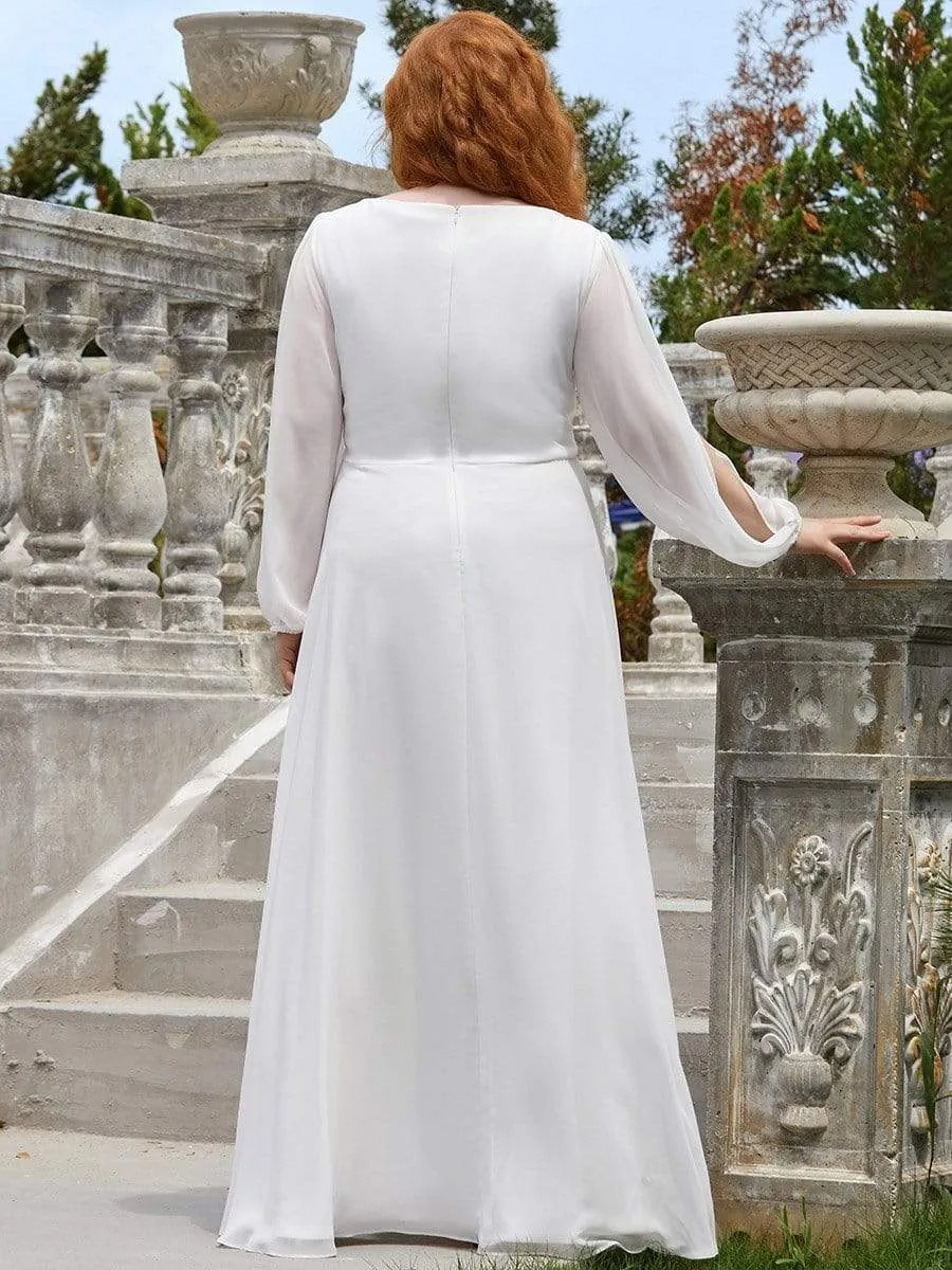 Elegant Chiffon V-Neckline Long Sleeve Formal Evening Dress test