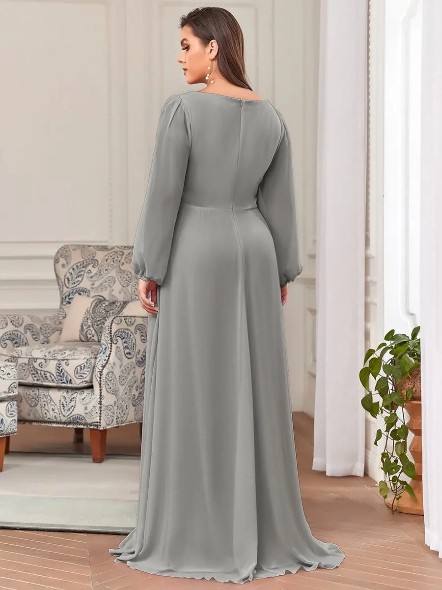 Elegant Chiffon V-Neckline Long Sleeve Formal Evening Dress test