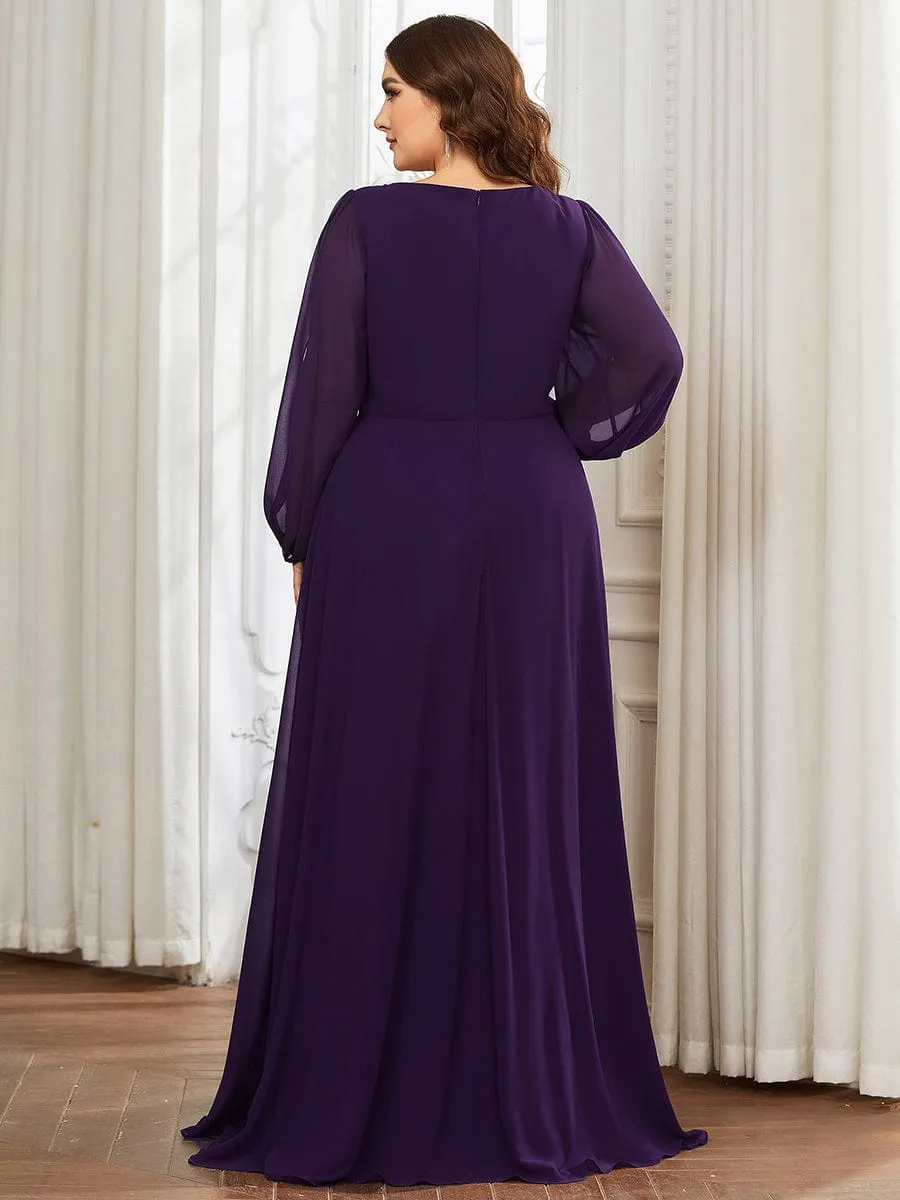 Elegant Chiffon V-Neckline Long Sleeve Formal Evening Dress test