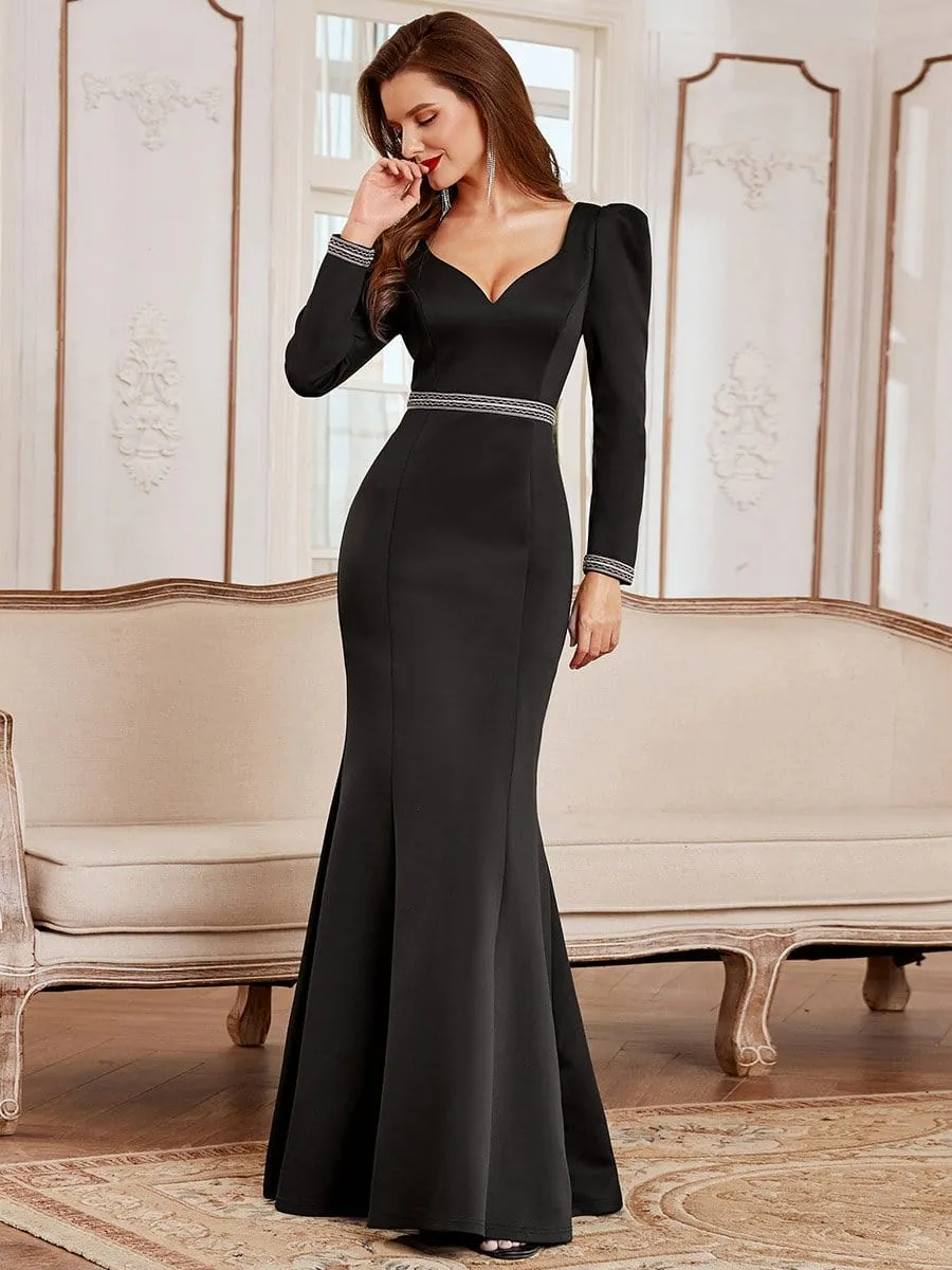 Elegant V Neck Mother of the Bride Dress with Long Sleeves