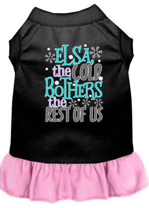 Elsa, The Cold Screen Print Dog Dress Black With Light Pink Xs