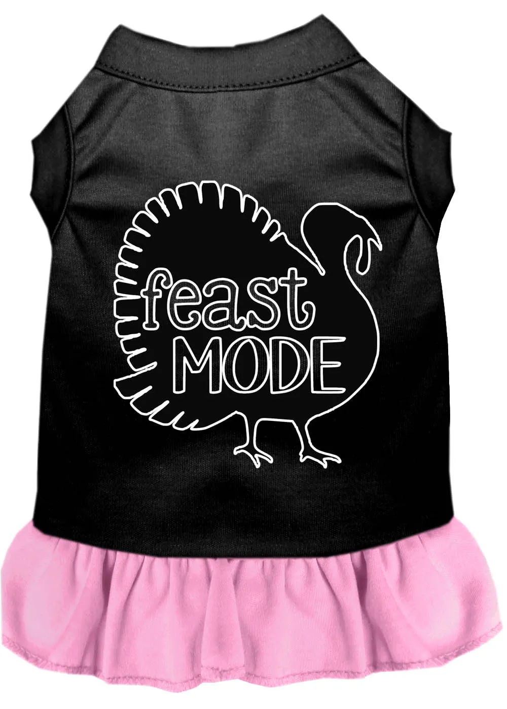 Feast Mode Screen Print Dog Dress Black With Light Pink Xl