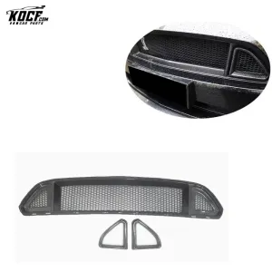 Fits 2015-17 Mustang Front Bumper Grille R Style Carbon Fiber Front Bumper Grille Trim Cover For Ford Mustang