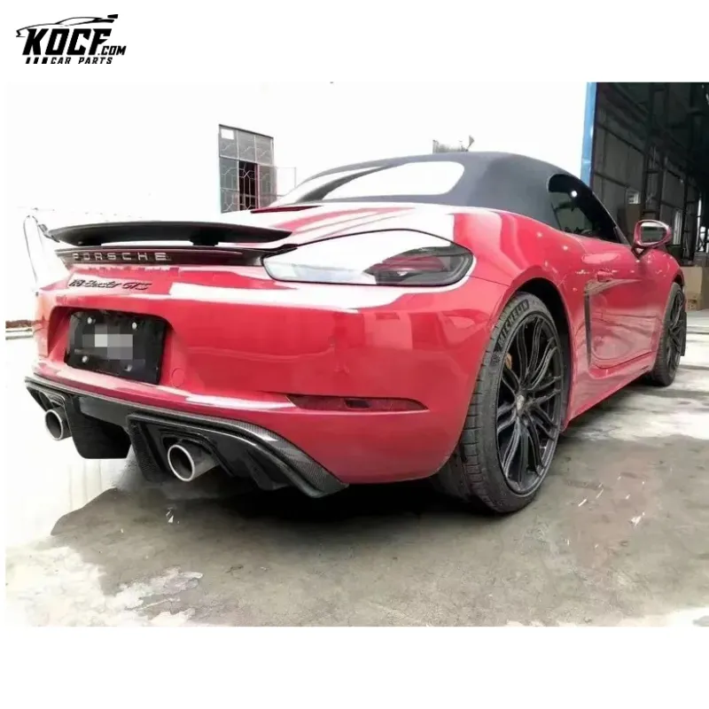 For 16-19 Porsche Cayman Boxster 718 GT4 style Carbon Fiber Rear Bumper Lip Diffuser Spoiler