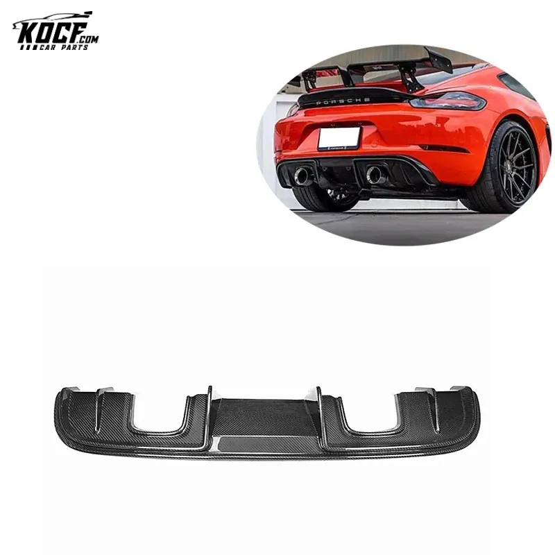 For 16-19 Porsche Cayman Boxster 718 GT4 style Carbon Fiber Rear Bumper Lip Diffuser Spoiler