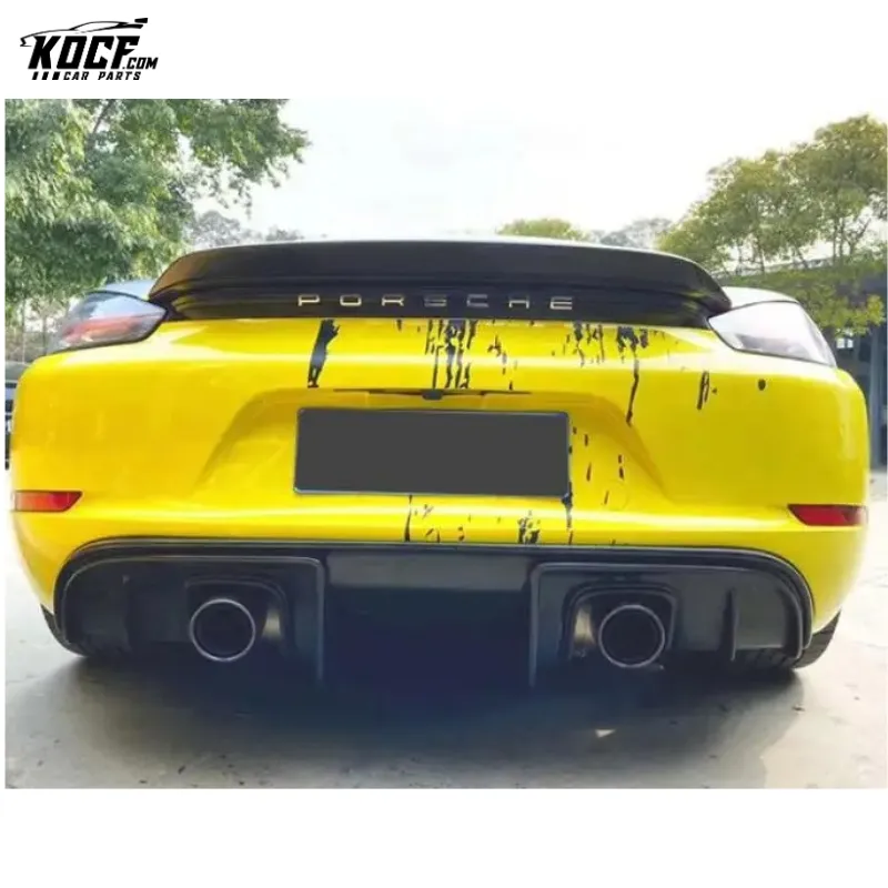 For 16-19 Porsche Cayman Boxster 718 GT4 style Carbon Fiber Rear Bumper Lip Diffuser Spoiler