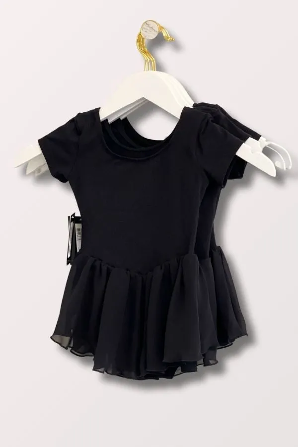 Girls Tiffany Short Sleeve Skirted Leotard - Black