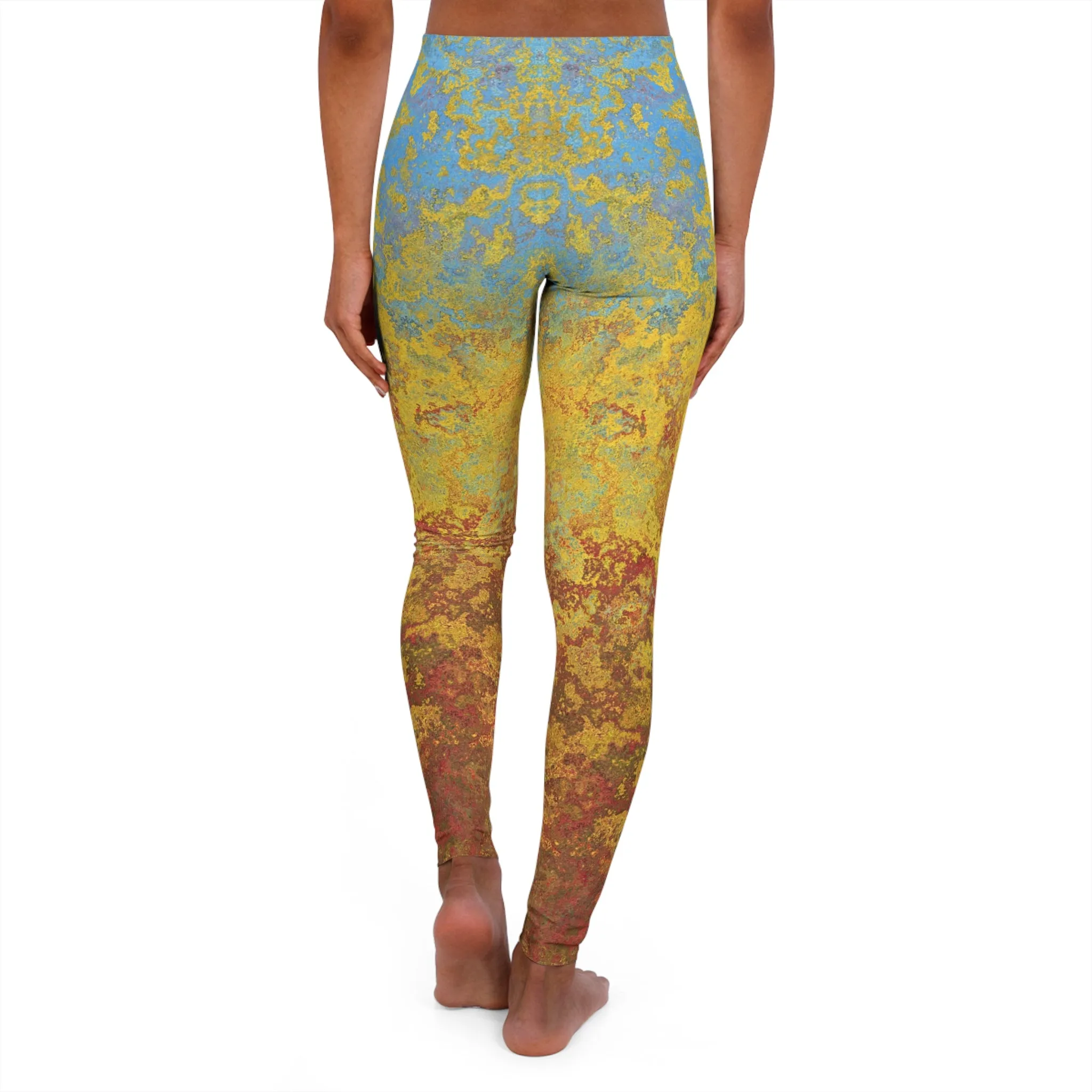 Gold and blue spots - Inovax Women's Spandex Leggings