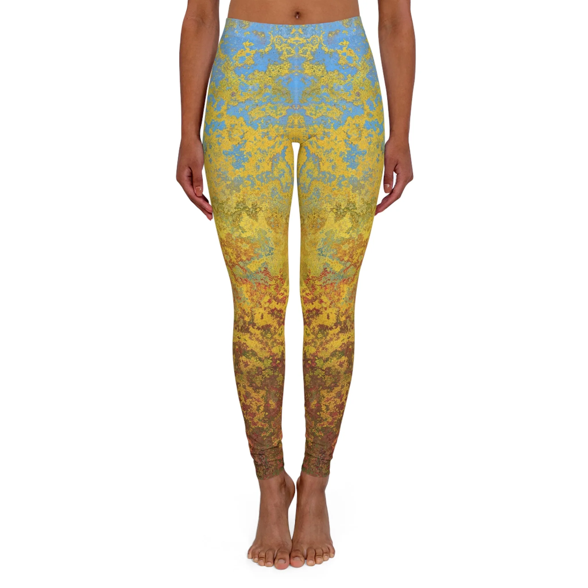 Gold and blue spots - Inovax Women's Spandex Leggings