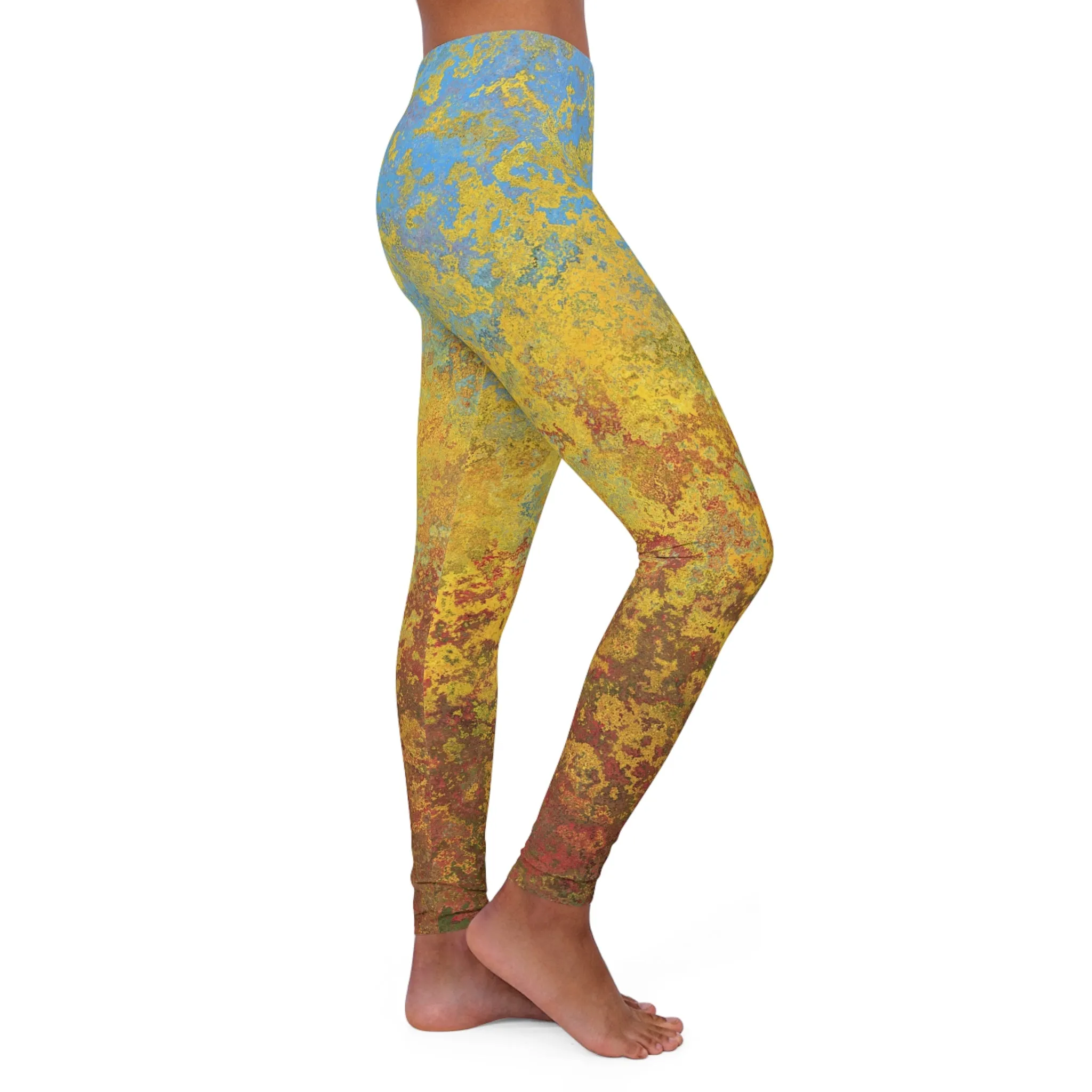 Gold and blue spots - Inovax Women's Spandex Leggings