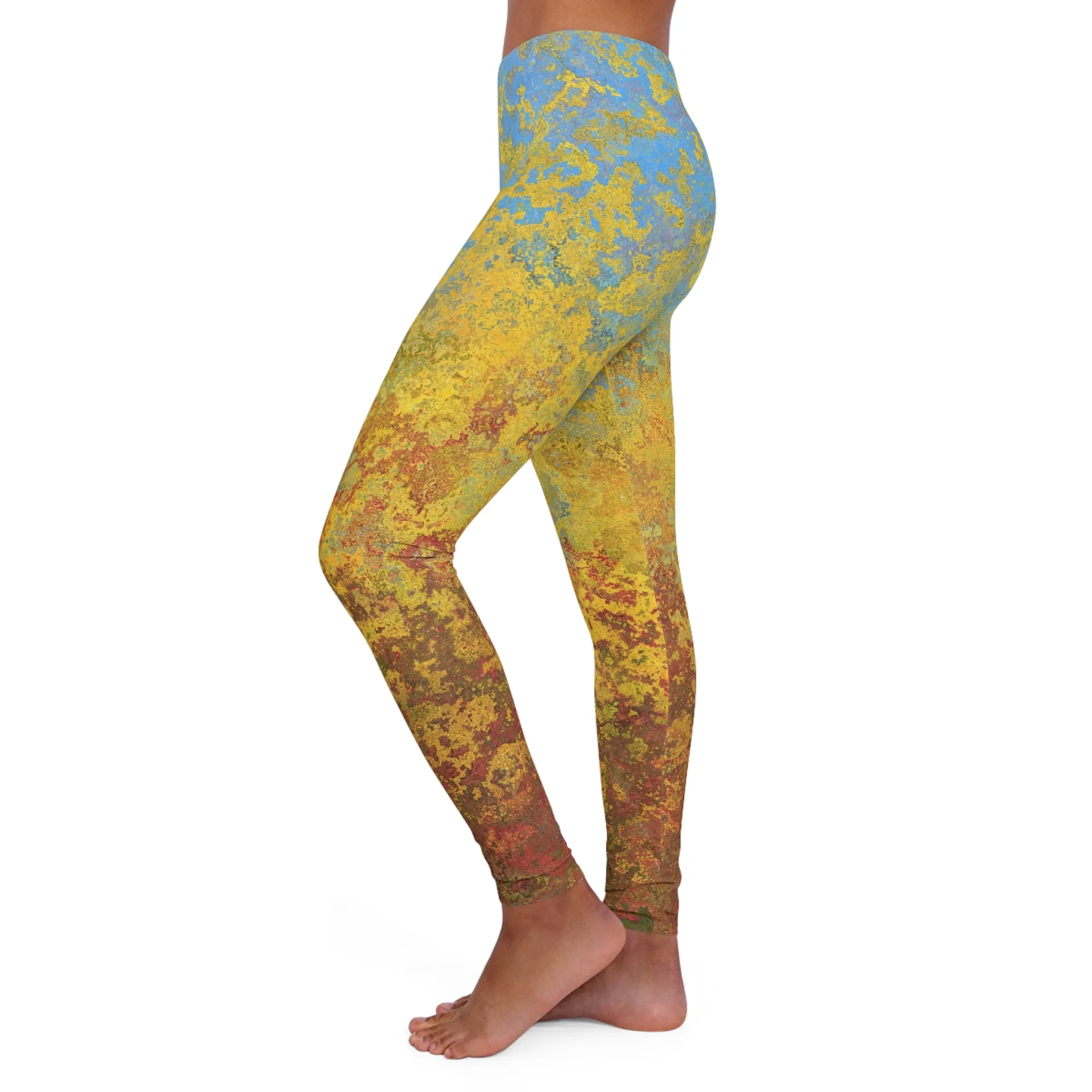 Gold and blue spots - Inovax Women's Spandex Leggings