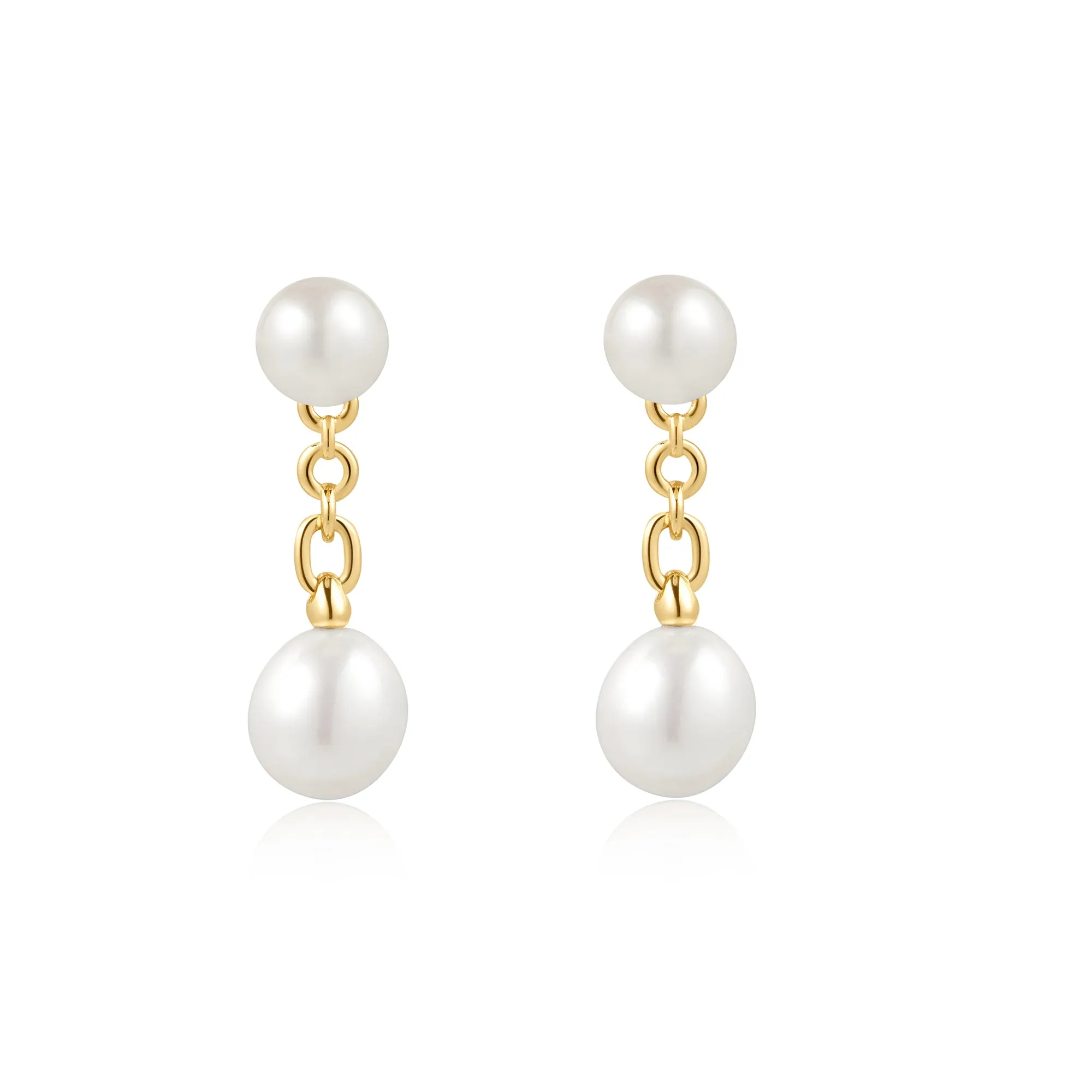 Gold Freshwater Pearl Stud Ear Jackets