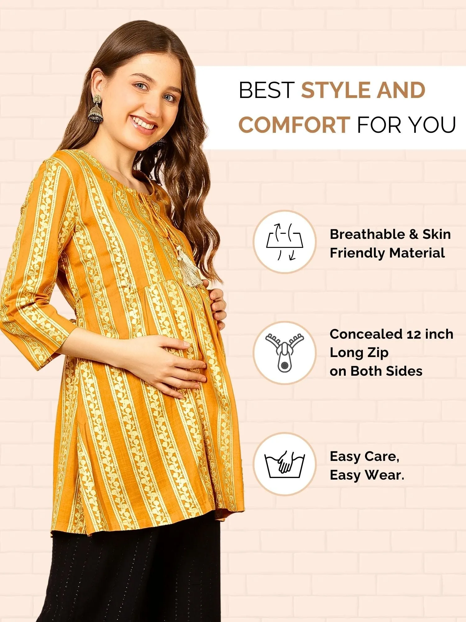 Golden Yellow Nursing Long Tops