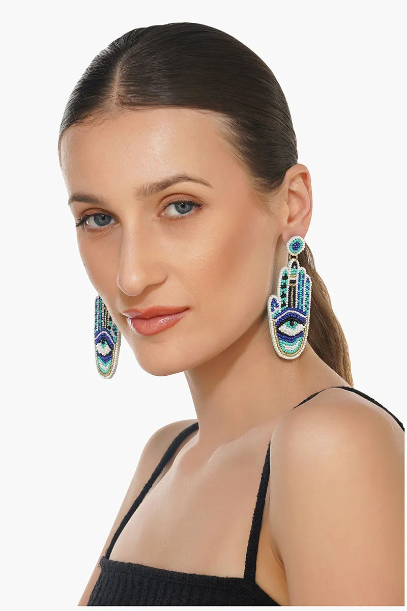 Hamsa Evil Eye Beaded Earrings