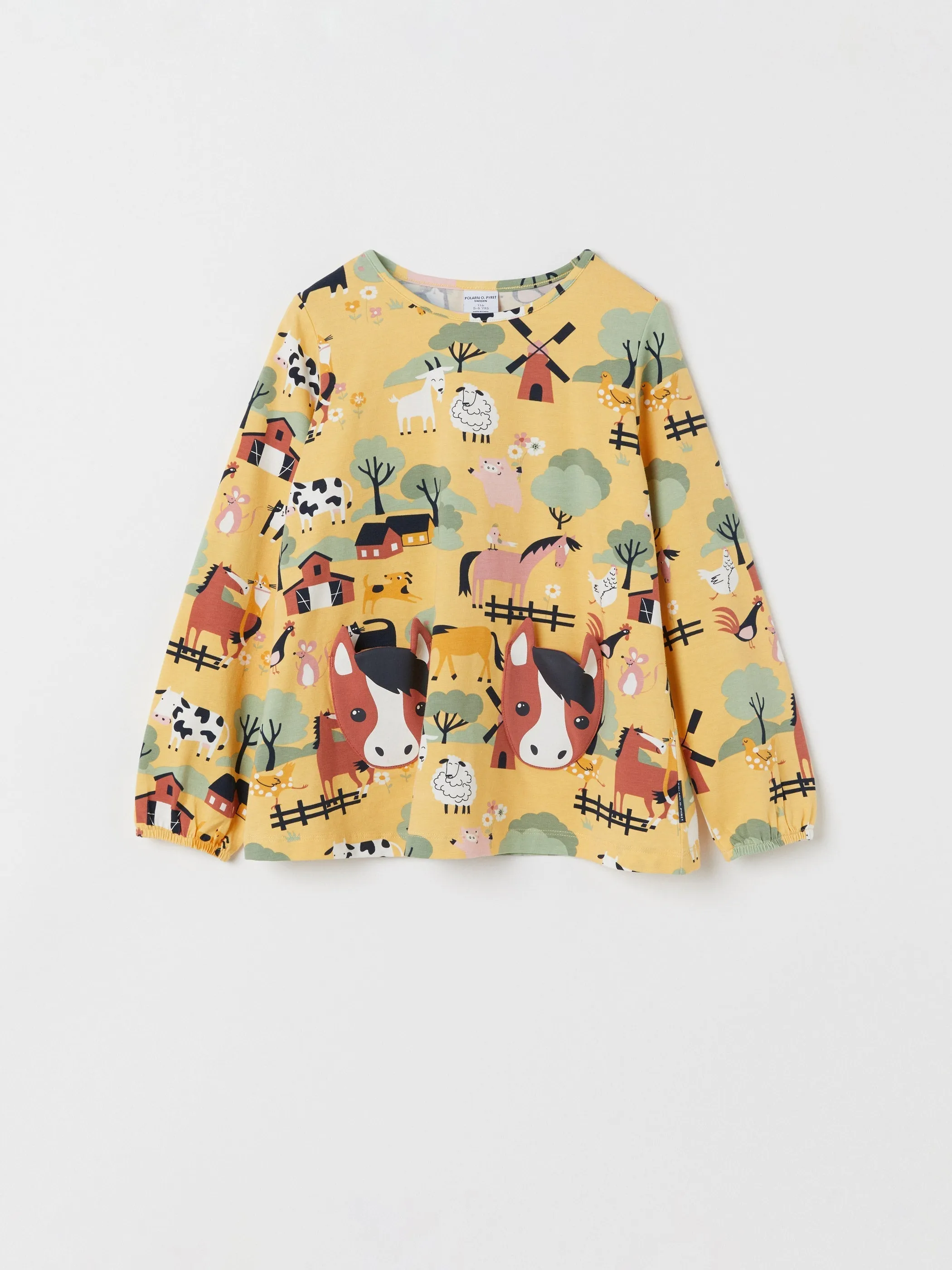 Horse Pocket Farm Print Top