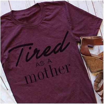 Ladies Trendy mom life funny text loose retro tshirt