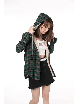 Lined Flannel Jacket Hoodie