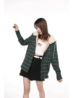 Lined Flannel Jacket Hoodie