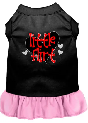 Little Flirt Screen Print Dog Dress Black With Light Pink Lg