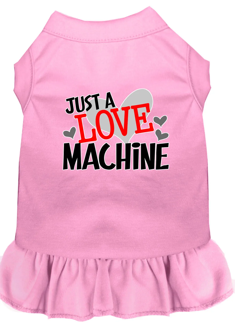 Love Machine Screen Print Dog Dress Light Pink Med