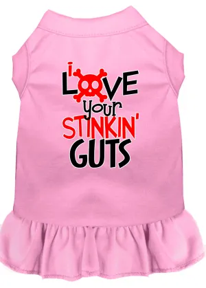 Love Your Stinkin Guts Screen Print Dog Dress Light Pink Xxl