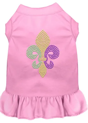 Mardi Gras Fleur De Lis Rhinestone Dress Light Pink Lg (14)