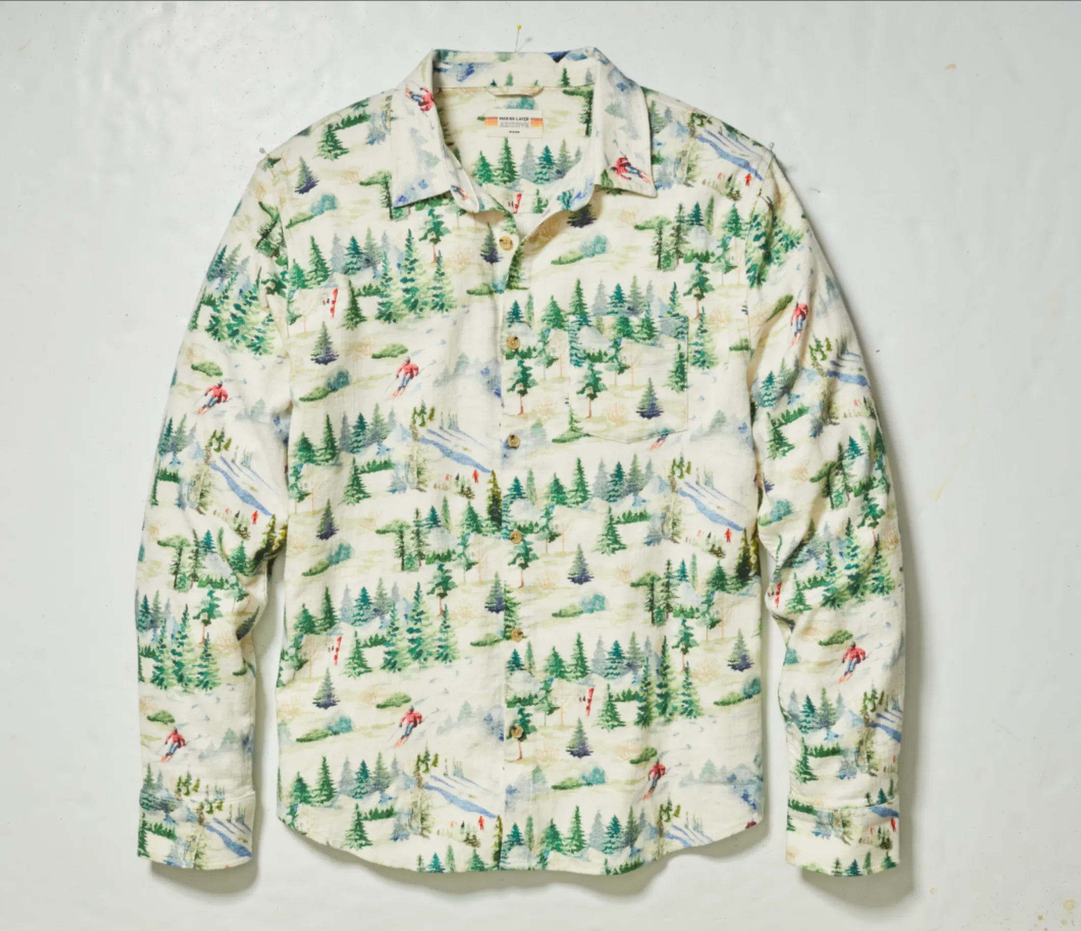 Marine Layer Archive Slope Stretch Selvage Shirt - Mountain Ski Print