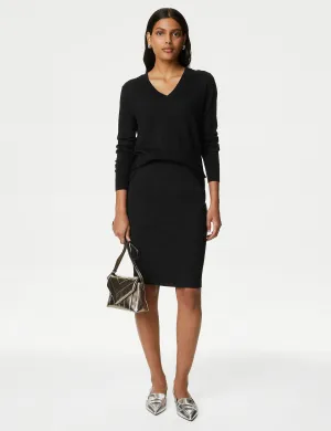 Marks & Spencer Jersey Knee Length Pencil Skirt, Black