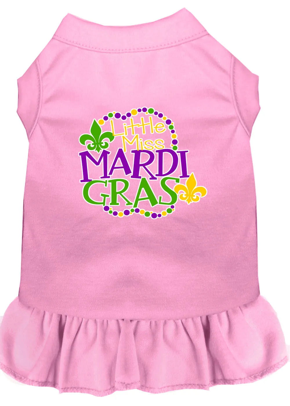 Miss Mardi Gras Screen Print Mardi Gras Dog Dress Light Pink 4x